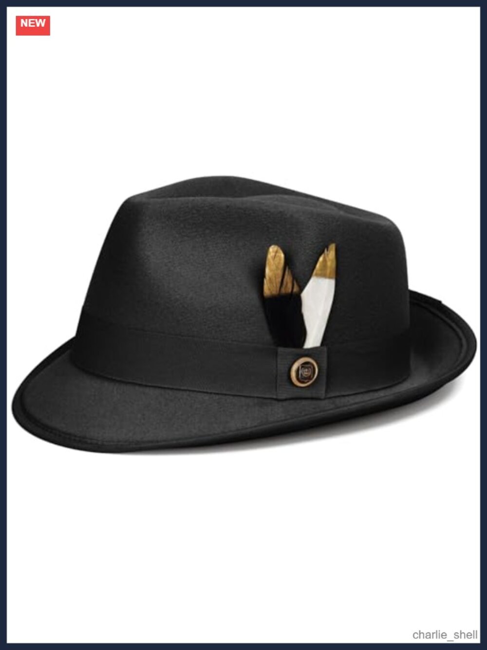 Unisex Felt Fedora Hat Short Brim Trilby with Removable Feather Adjustable